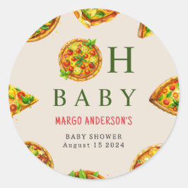 オベビーピザトマトオリビアグリーンベビーシャワー ラウンドシール