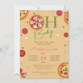 オベビーピザパシファイヤーベビークールシャワー 招待状 (正面)