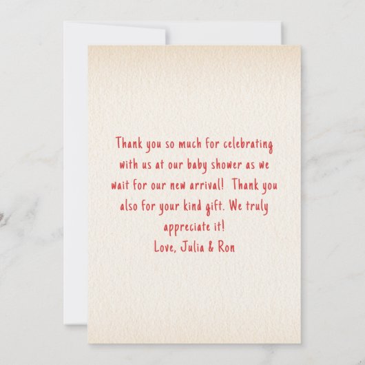 オベビーピザ+おしゃれな赤ちゃんシャワー サンキューカード (裏面)