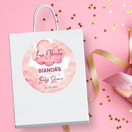 オベビーピンクお洒落の雲の赤ちゃんシャワー賛成 ラウンドシール
