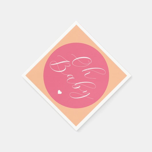 オベビーピンクのレトロミニマルな赤ちゃんシャワー スタンダードカクテルナプキン (角)