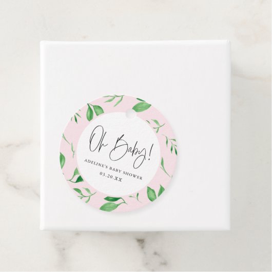 オベビーピンクの水の色の緑のプリントベビーシャワー フェイバータグ (インサイチュ)