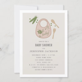 オベビーピンクよだれかけピースプーン女の子ベビーシャワー 招待状