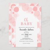 オベビーピンクアーチ水玉模様ガールベビーシャワー 招待状 (正面/裏面)