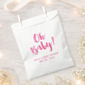 オベビーピンクウォーターカラーベビーシャワー フェイバーバッグ (クリップ留めされた状態)