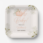 オベビーピンクカボチャフローラシックな赤ちゃんシャワー ペーパープレート (正面)