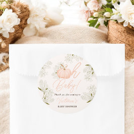 オベビーピンクカボチャフローラ感謝していお前の赤ちゃんシャワー ラウンドシール