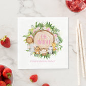 オベビーピンクサファリジャングルウォーター色ベビーシャワー スタンダードランチョンナプキン (インサイチュ)