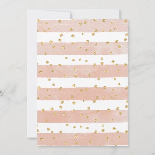 オベビーピンクストライプグリッターベビーシャワー 招待状 (裏面)