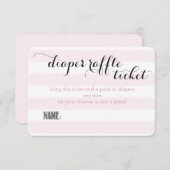 オベビーピンクストライプ色おむつラッフルチケット 招待状 (正面/裏面)