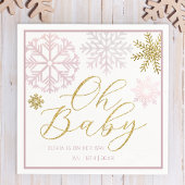 オベビーピンクスノーフレークシャワーナプキンス スタンダードカクテルナプキン