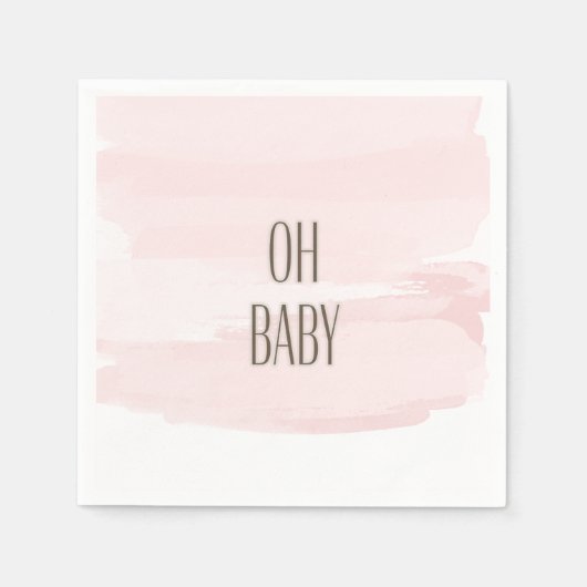 オベビーピンクスプラッシュベビーシャワーナプキン スタンダードカクテルナプキン (正面)