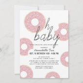 オベビーピンクドーナツ女の子ドライブバイベビーシャワー 招待状 (正面)