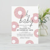 オベビーピンクドーナツ女の子ドライブバイベビーシャワー 招待状 (スタンド正面)
