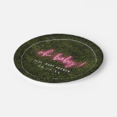 オベビーピンクネオンボクウッド赤ちゃんシャワー ペーパープレート (アングル)