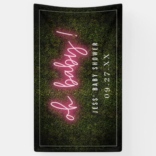 オベビーピンクネオンボクウッド赤ちゃんシャワー 横断幕 (縦)