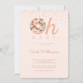 オベビーピンクフローラ植物性ドーナツ赤ちゃんシャワー 招待状 (正面)