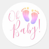 オベビーピンクベビーシャワー ラウンドシール (正面)