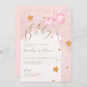 オベビーピンクユニコーンベビーシャワー招待状 招待状 (正面/裏面)