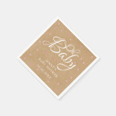 オベビーピンクラブハートベビーシャワー/散水 スタンダードカクテルナプキン (角)