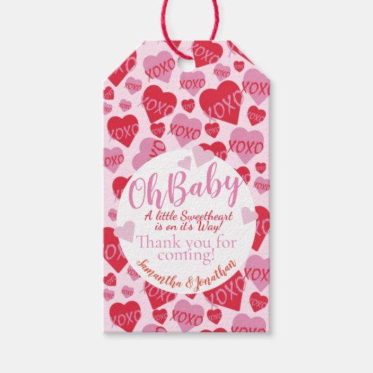 オベビーピンクレッドスウィートアーツベビーシャワーピンク ギフトタグ (正面)