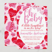 オベビーピンクレッドスウィートアーツベビーシャワーピンク 招待状 (正面/裏面)