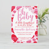 オベビーピンクレッドスウィートアーツベビーシャワーピンク 招待状 (スタンド正面)