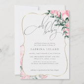 オベビーピンクローズベビーシャワー 招待状 (正面)