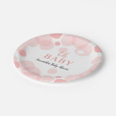 オベビーピンク水玉模様ガールベビーシャワー ペーパープレート (アングル)
