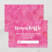 オベビーピンク水色ベビーシャワーオムツラッフル エンクロージャーカード (正面/裏面)