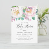 オベビーピンク牡丹とユーカリ赤ちゃんシャワー 招待状 (スタンド正面)