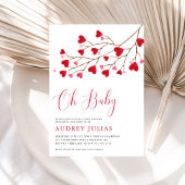 オベビーピンク赤いハートバレンティインベビーシャワー 招待状