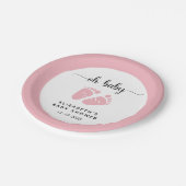 オベビーピンク足ベビーガールシャワー ペーパープレート (アングル)