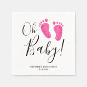 オベビーピンク足ベビーシャワー スタンダードカクテルナプキン (正面)