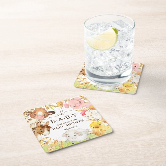 オベビーファームアニマルズスクエア紙コースター スクエアペーパーコースター (インサイチュ)