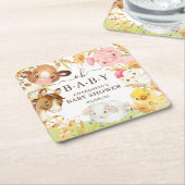 オベビーファームアニマルズスクエア紙コースター スクエアペーパーコースター (アングル)