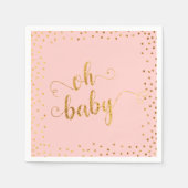 オベビーフェイクゴールドフォイル紙吹雪赤面3ベビーシャワー スタンダードカクテルナプキン (正面)