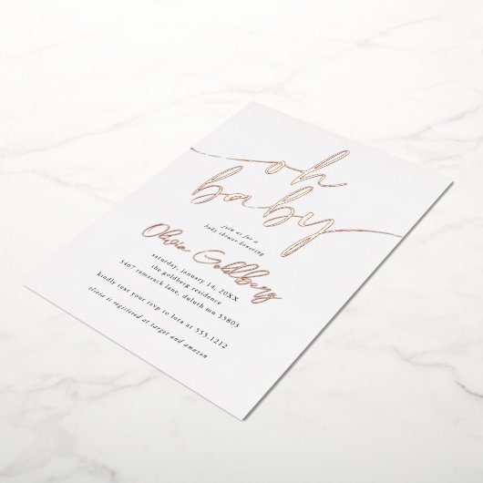 オベビーフォイル赤ちゃんシャワー招待状 箔招待状 (回転した状態)