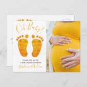 オベビーフォトカップル赤ちゃんシャワー インビテーションポストカード (正面/裏面)