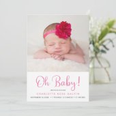 オベビーフォトコラージュシンプルピンクガール誕生 案内状 (スタンド正面)