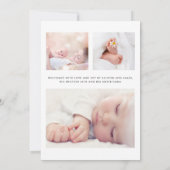 オベビーフォトコラージュシンプルピンクガール誕生 案内状 (裏面)
