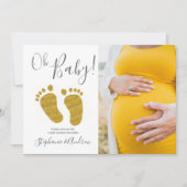 オベビーフォト金ゴールドグリッターベビーシャワー招待状 招待状 (正面)