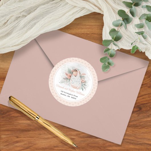 オベビーフローラガールベビーシャワー差出人住所 ラウンドシール