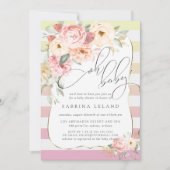 オベビーフローラピンクイエローグラデーションストライプ 招待状 (正面)