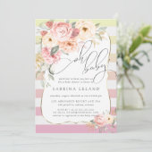 オベビーフローラピンクイエローグラデーションストライプ 招待状 (スタンド正面)