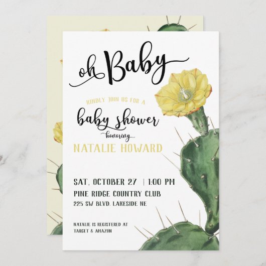 オベビーフローラ多肉性ベビースシャワー招待状 招待状 (正面/裏面)