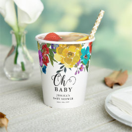 オベビーブライト&はっきりした花模様ベビーシャワー 紙コップ