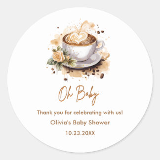 オベビーブラウンコーヒーベビーシャワーありがとう ラウンドシール