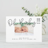 オベビーブラックオンホワイトモダンおもしろいファンキーベビー 案内状 (スタンド正面)