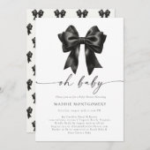 オベビーブラックコケットボウベイビーシャワー招待状 招待状 (正面/裏面)